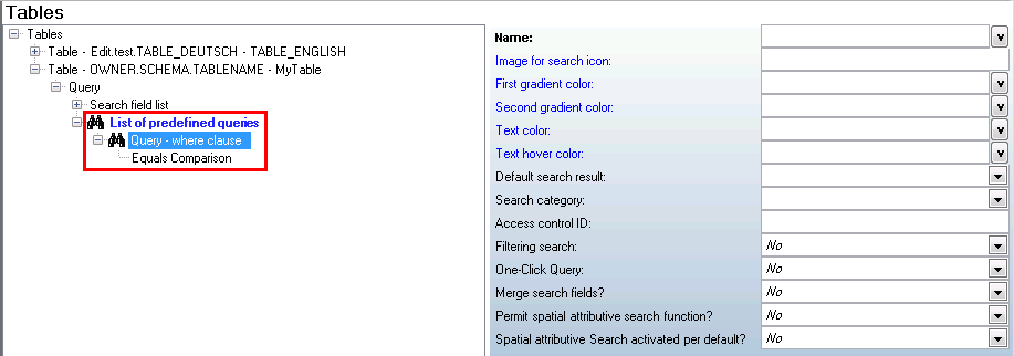 List of predefined queries
