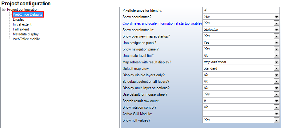 WebOffice Defaults - WebOffice category