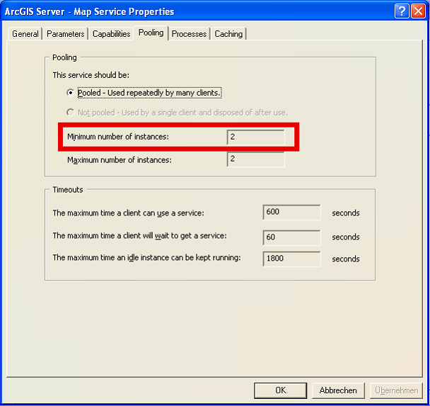 Setting Minimum number of instances to value 2