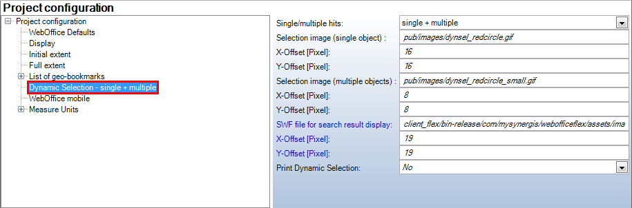 Dynamic selection configuration
