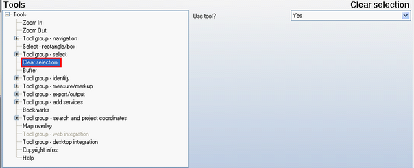 Clear selection tool - WebOffice category 