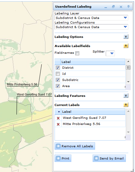 Placing the free labeling text with leader line
