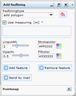 Measure area tool form