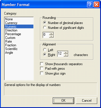 Number format dialog