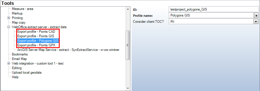 Extraction profile configuration in WebOffice author