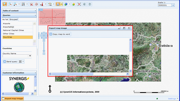 Export map image window