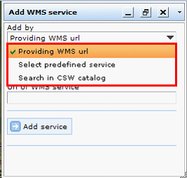Choosing the way how a WMS service gets added