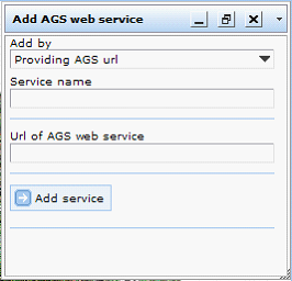 Add ArcGIS Server Internet Service tool form