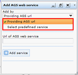 Choosing the way how an ArcGIS Server Internet Service gets added