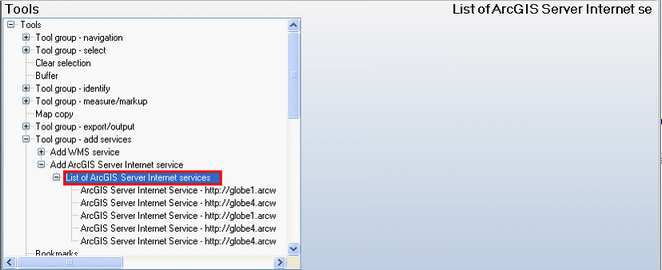 List of ArcGIS Server Internet Services configuration