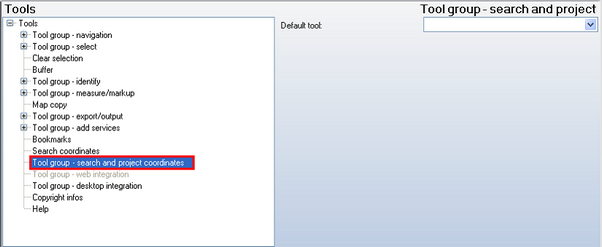 Tool group search and project coordinates - WebOffice category