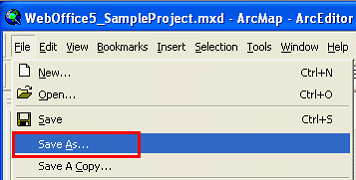 ArcMap ‘Save As...’ menu item ArcMap ‘Save As...’ menu item