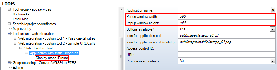 Static Custom Tool configuration