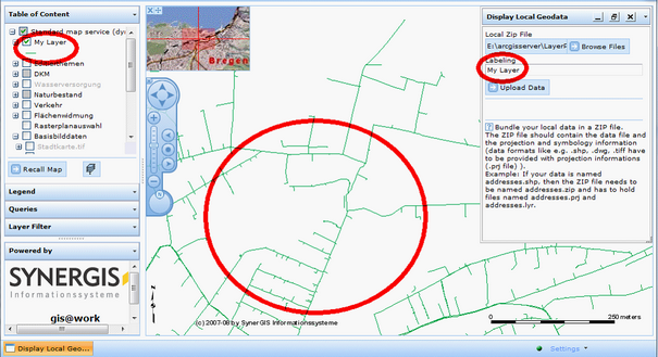 Using the uploaded geodata set in WebOffice 10 R3 client