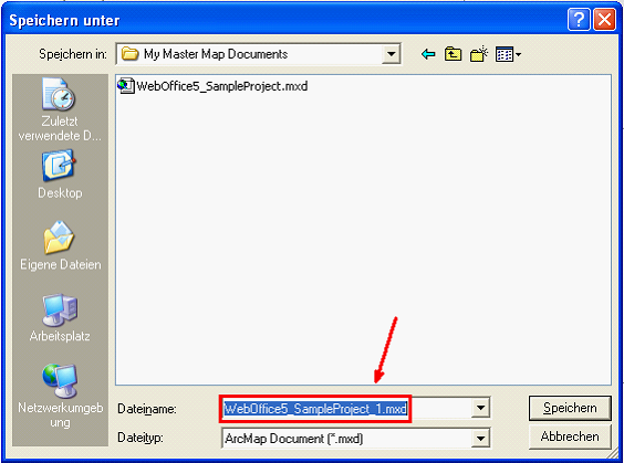 Save 'Master map document' as <Map document file name>_1.mxd Save 'Master map document' as <Map document file name>_1.mxd