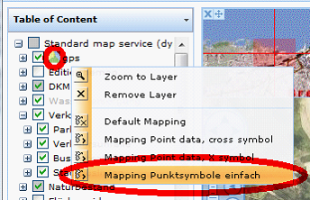 Symbol showing available Styles and Styles menu of Layer in Table of Content