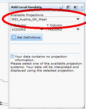 Choosing the correct geographic projection for the uploaded geodata