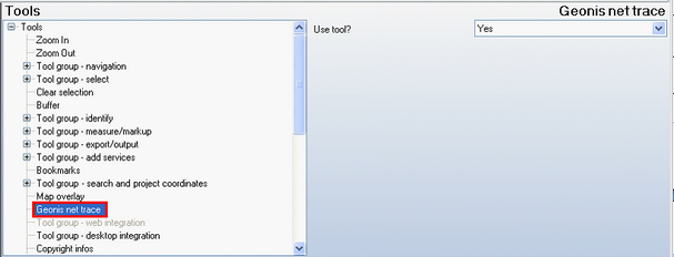 GEONIS Net Trace tool - WebOffice category
