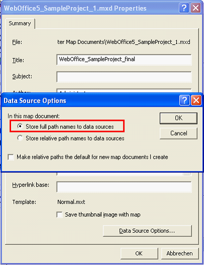 Data Source Options - Store full path names to data sources