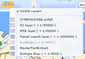 Map Tip tool with menu for choosing the Map Tip layer