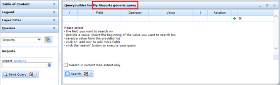 Generic search using Query builder in WebOffice html client