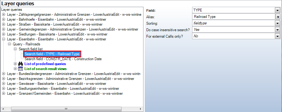 Search field configuration