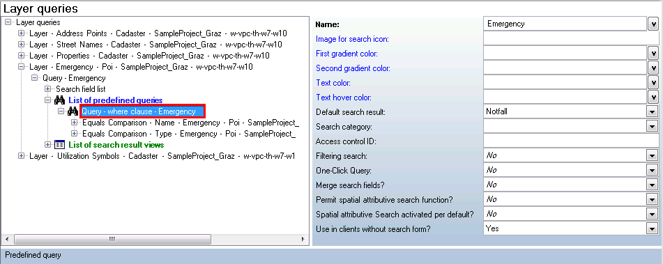 Predefined Query configuration
