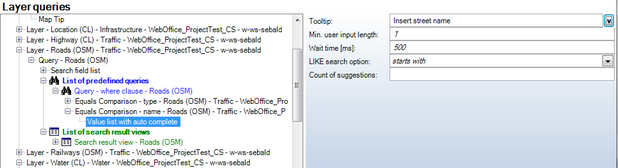 Value list with auto complete configuration