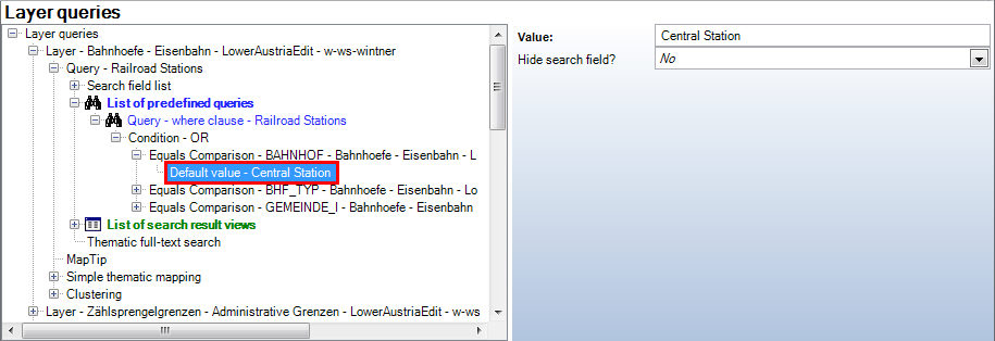 Default value (search form) configuration