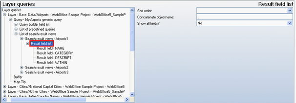 Result field list configuration