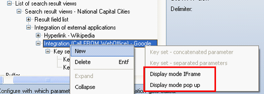 Display mode IFrame or pop up configuration elements