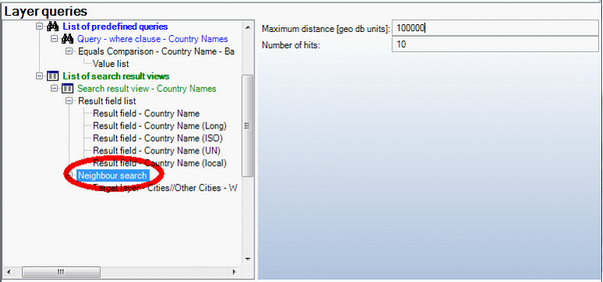 Neighbor search configuration in Layer - Query - Query result