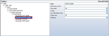 Result field of target table