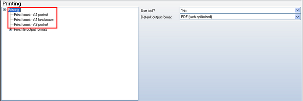 Printing - List of Print formats configuration