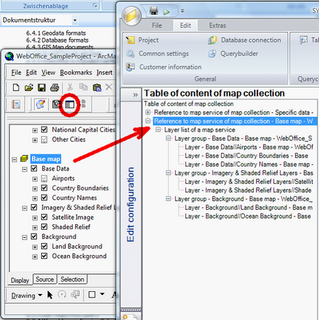 Transferring structure and visibility settings of the currently active ArcMap data frame