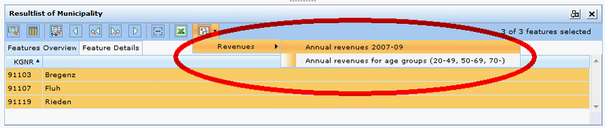 Search result toolbar with function for providing multiple different dynamic thematic mapping