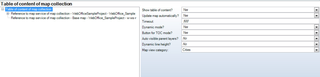 Table of content (of Map collection) configuration