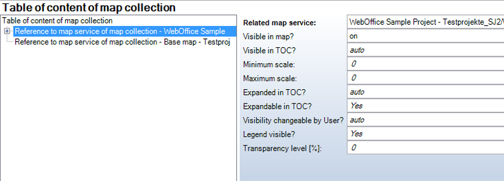 Reference to map service of map collection configuration