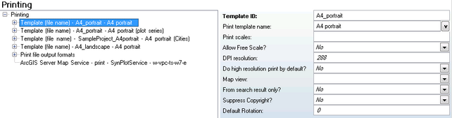 Advanced Print configuration with explicitly specified print templates
