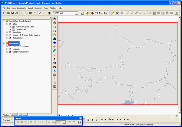 ‘overview’ dataframe with map extent to be used for Overview map in print output