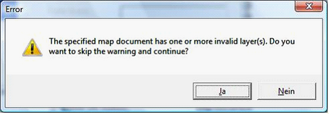 ArcCatalog warning serving the SynePaperService.mxd