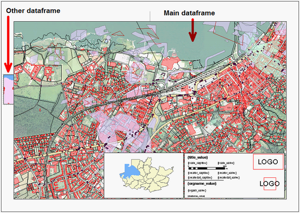 Multiple data frames placed on print layout Multiple data frames placed on print layout