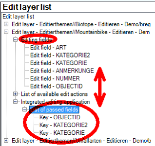 Integrated editing application - list of passed fields
