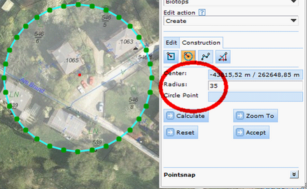 Generate Circle construction tool form
