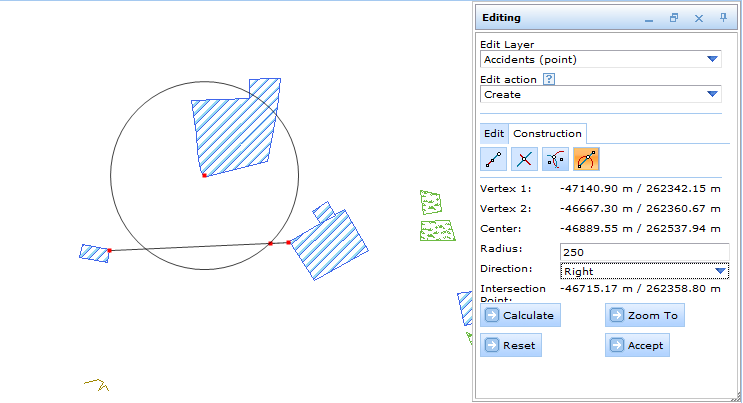 Tool - Intersection of line and circle (create point)