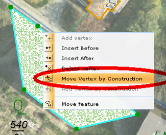 Context menu on vertex point for manipulating object geometry