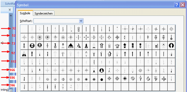 North arrow styles. On the left the type (number) for the first entry in each of the rows is displayed. North arrow styles. On the left the type (number) for the first entry in each of the rows is displayed.