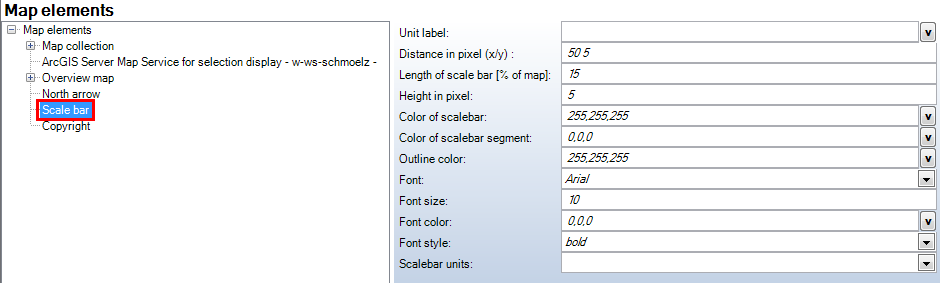 Scale bar configuration