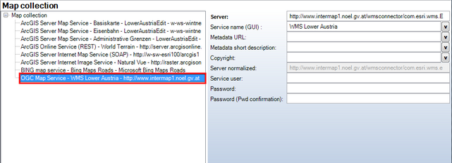 OGC Map Service in the Map Collection