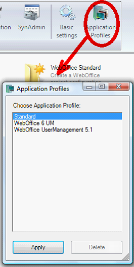 Application profiles dialog